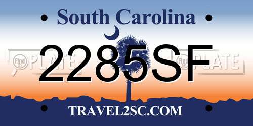 2285SF South Carolina License Plate