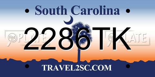 2286TK South Carolina License Plate