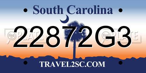 22872G3 South Carolina License Plate