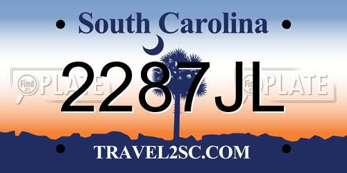 2287JL South Carolina License Plate