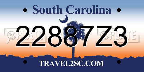 22887Z3 South Carolina License Plate