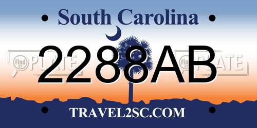 2288AB South Carolina License Plate