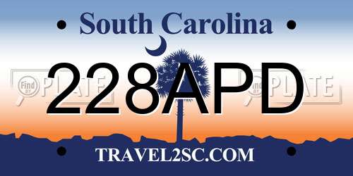 228APD South Carolina License Plate
