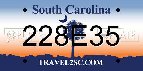 228E35 South Carolina License Plate