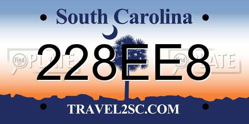 228EE8 South Carolina License Plate