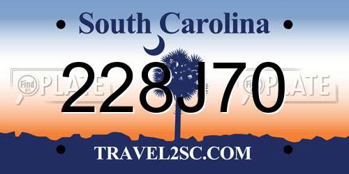 228J70 South Carolina License Plate