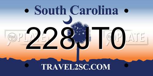 228JT0 South Carolina License Plate