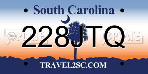228JTQ South Carolina License Plate