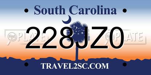 228JZ0 South Carolina License Plate