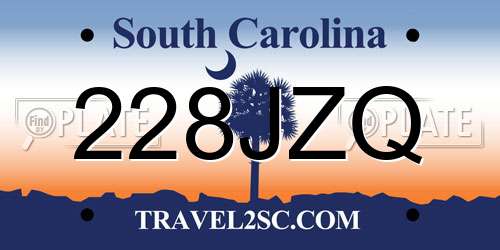 228JZQ South Carolina License Plate