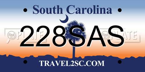 228SAS South Carolina License Plate