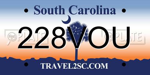 228VOU South Carolina License Plate