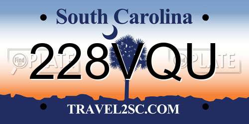 228VQU South Carolina License Plate