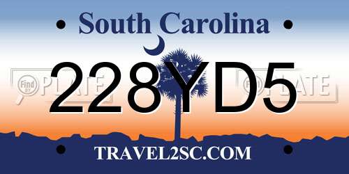 228YD5 South Carolina License Plate