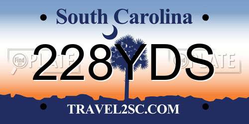 228YDS South Carolina License Plate