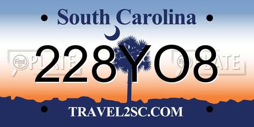 228YO8 South Carolina License Plate