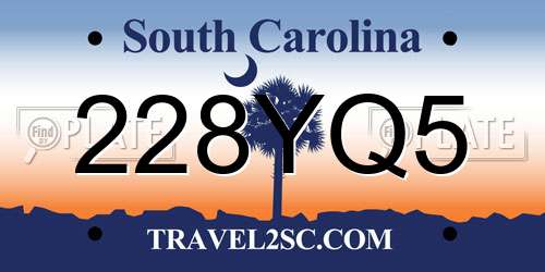 228YQ5 South Carolina License Plate