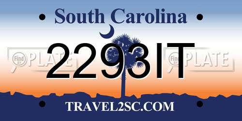2293IT South Carolina License Plate