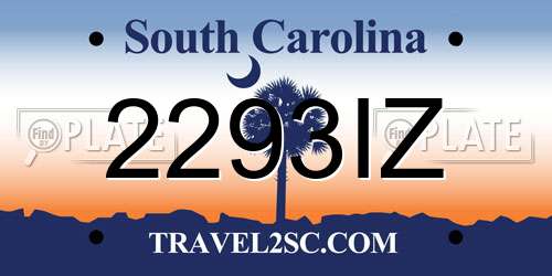 2293IZ South Carolina License Plate