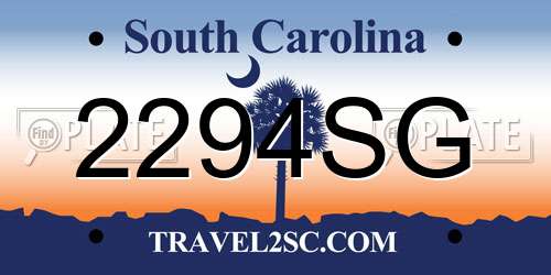 2294SG South Carolina License Plate