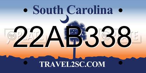 22AB338 South Carolina License Plate