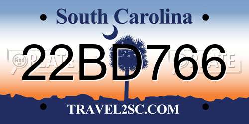 22BD766 South Carolina License Plate