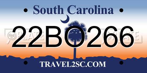 22BO266 South Carolina License Plate