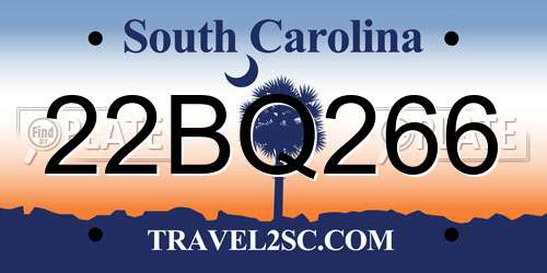 22BQ266 South Carolina License Plate