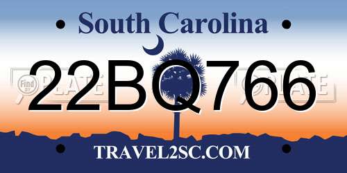 22BQ766 South Carolina License Plate