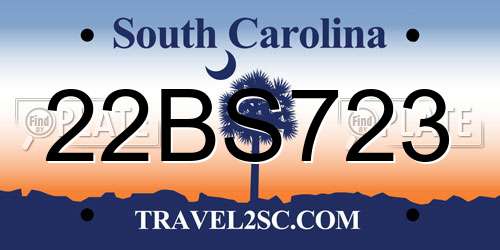 22BS723 South Carolina License Plate