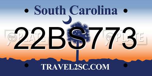 22BS773 South Carolina License Plate