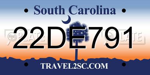 22DE791 South Carolina License Plate