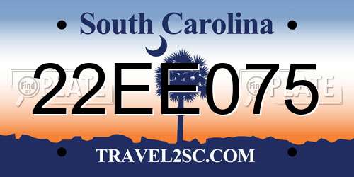 22EE075 South Carolina License Plate