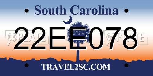 22EE078 South Carolina License Plate