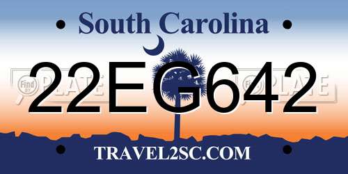 22EG642 South Carolina License Plate