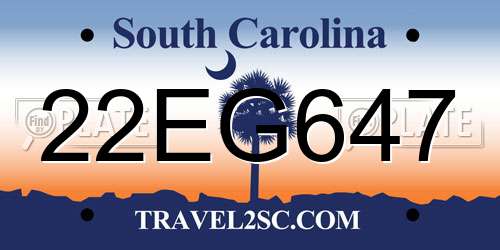 22EG647 South Carolina License Plate