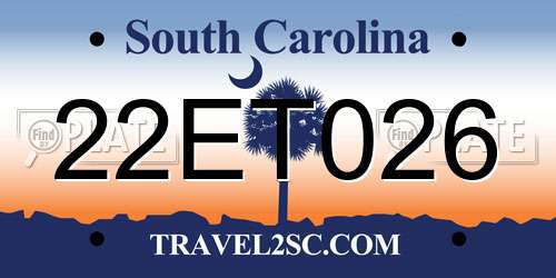 22ET026 South Carolina License Plate