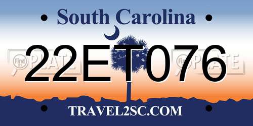 22ET076 South Carolina License Plate