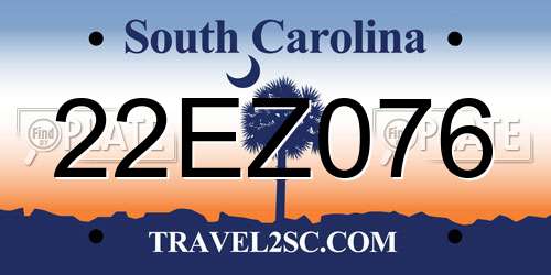 22EZ076 South Carolina License Plate