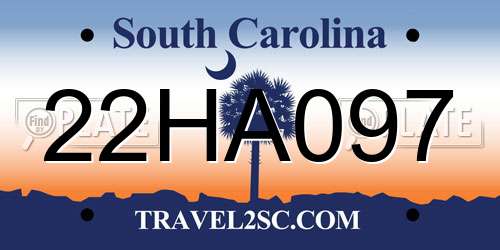 22HA097 South Carolina License Plate