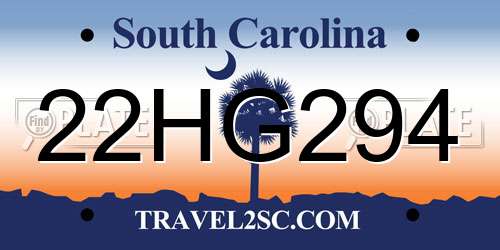 22HG294 South Carolina License Plate