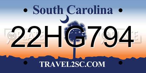 22HG794 South Carolina License Plate