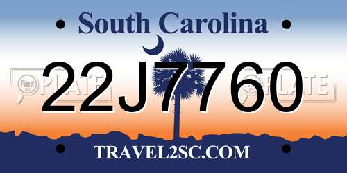 22J7760 South Carolina License Plate