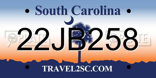 22JB258 South Carolina License Plate