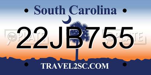 22JB755 South Carolina License Plate