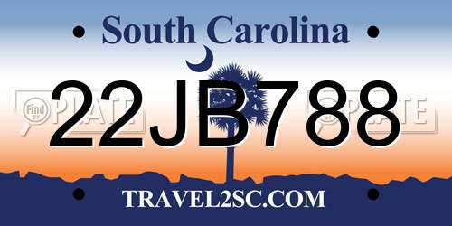 22JB788 South Carolina License Plate