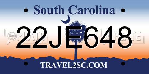 22JE648 South Carolina License Plate