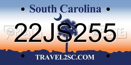 22JS255 South Carolina License Plate