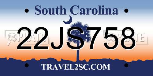 22JS758 South Carolina License Plate