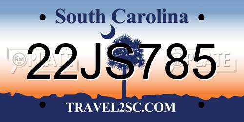 22JS785 South Carolina License Plate